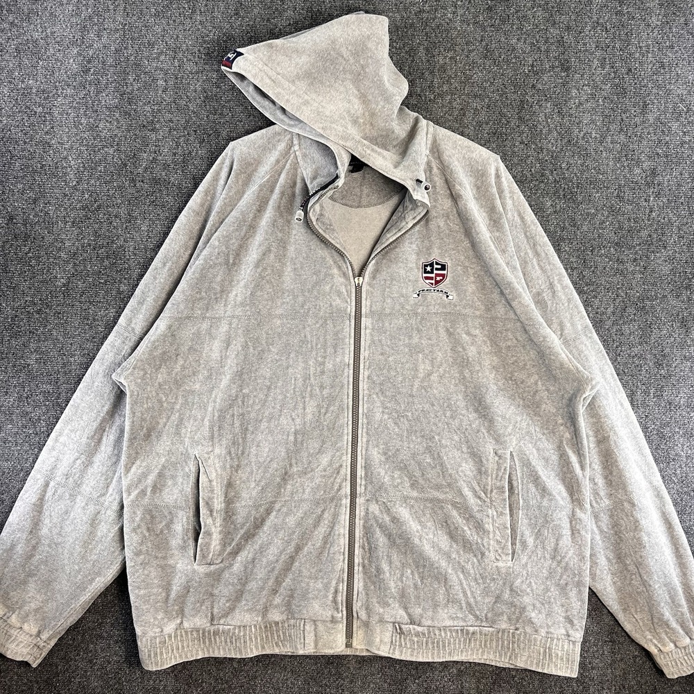 Vintage Y2K Phat Farm Gray Zip Up Hoodie Jacket Mens 2XL Street Grunge Hip Hop